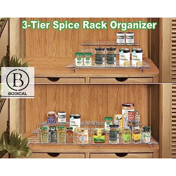 BodiCal 2개 세트, 3단 아크릴 디스플레이 라이저 향수 정리함 스탠드, 캐비닛용 스파이스 랙 정리함 - 스파이스 랙 정리함 선반 조미료 정리함, 아크릴 계층 스킨케어 정