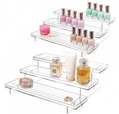 BodiCal 2개 세트, 3단 아크릴 디스플레이 라이저 향수 정리함 스탠드, 캐비닛용 스파이스 랙 정리함 - 스파이스 랙 정리함 선반 조미료 정리함, 아크릴 계층 스킨케어 정
