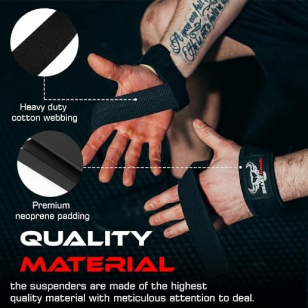 BEAST RAGE 역도용 리프팅 스트랩, 역도 스트랩 체육관 파워 운동 리프팅 손목 스트랩 패딩 처리된 면 남성 여성 지원 리프터 데드리프트 스트랩 하드 풀 운동 스트랩