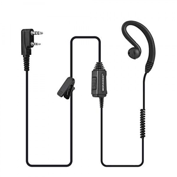 2팩 워키토키 이어폰, 3.5mm/2.5mm 2핀 양방향 라디오 헤드셋, PTT 마이크 포함, Kenwood 및 Bao Feng 양방향 라디오와 호환 가능
