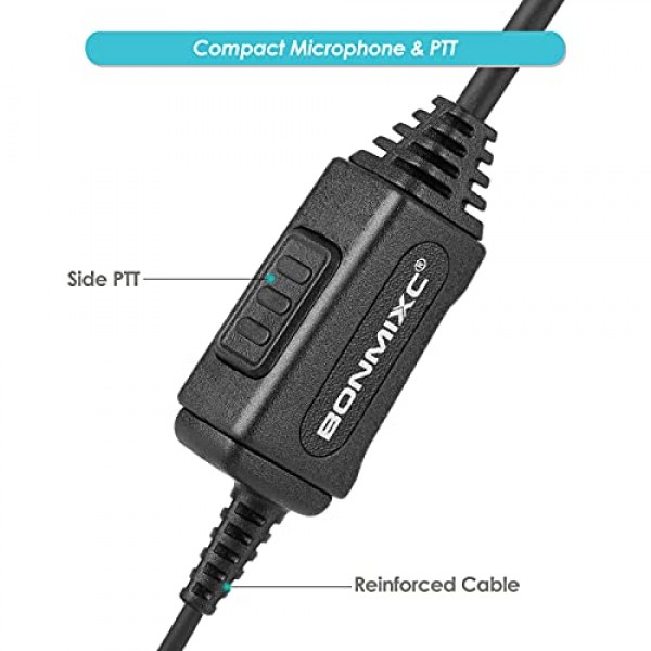 2팩 워키토키 이어폰, 3.5mm/2.5mm 2핀 양방향 라디오 헤드셋, PTT 마이크 포함, Kenwood 및 Bao Feng 양방향 라디오와 호환 가능