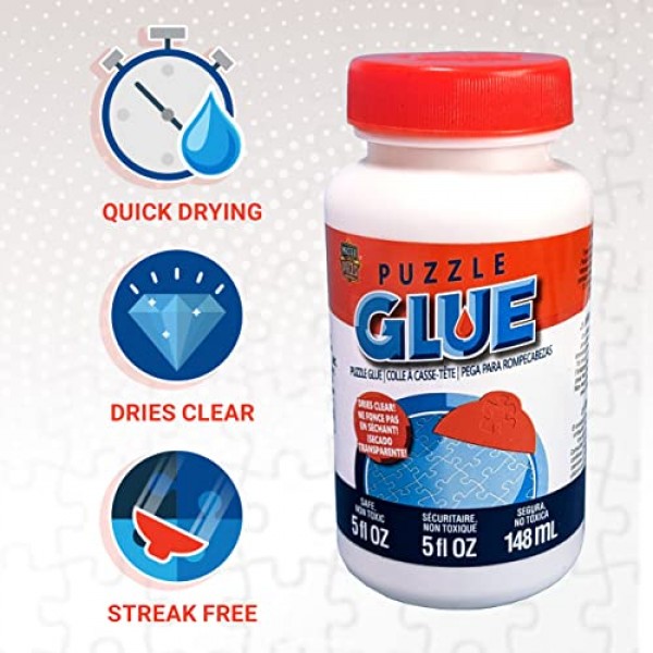 MasterPieces - 직소 퍼즐 접착제 및 넓은 플라스틱 스프레더, 5온스 - 2팩 - 투명