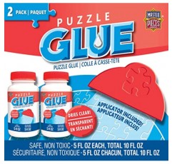 MasterPieces - 직소 퍼즐 접착제 및 넓은 플라스틱 스프레더, 5온스 - 2팩 - 투명