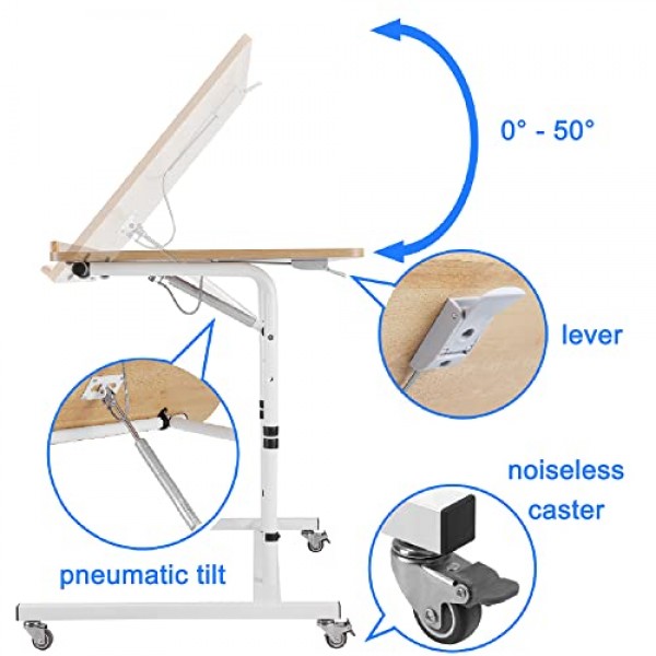 YISHAN 직소 퍼즐 테이블 롤링 카트 500 1000 조각 퍼즐, 이동식 랩 퍼즐 보드, 공압식 손가락 터치 틸트 조정, 높이 조절 가능, 프리미엄 고무 바퀴