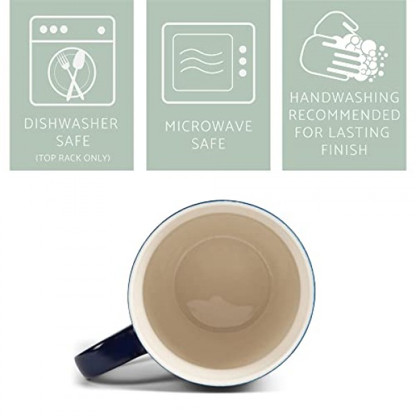 Elanze Designs 블루 화이트 투톤 옴브레 매트 12온스 세라믹 석기 커피 컵 머그 4개 세트