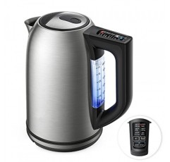 전기 주전자 온도 조절 스테인리스 1.7 L 차주전자, BPA 없는 온수 보일러, LED 조명, 자동 차단, 끓임-건조 보호, 보온 유지, 1500W 빠른 끓음