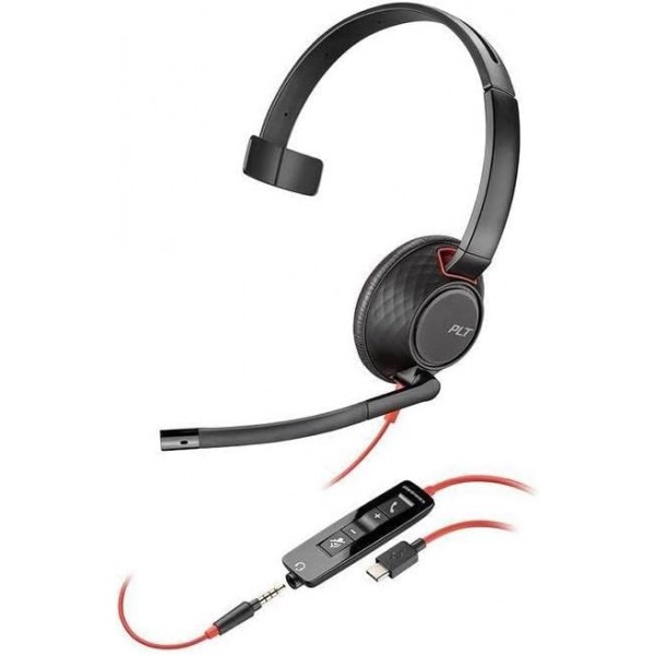 Plantronics - 207577-03 Blackwire C5210 헤드셋 - 모노 - USB 유형 A - verkabelt - 20Hz - 20kHz - OTH - 모노럴 - Supra-Aural - 노이즈 캔슬링 Mikrofon