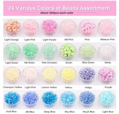 3360pcs 4mm 유리 구슬 팔찌에 대 한 조랑말 파스텔 씨앗 구슬 DIY 팔찌 목걸이에 대 한 탄성 코드 문자열로 설정 하는 작은 공예 구슬 보석 공예 보석 4mm 만들기