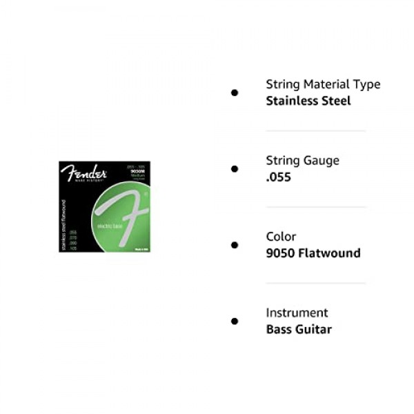 펜더 9050 베이스 스트링, 스테인리스 스틸 플랫와운드, 9050M .055-.105