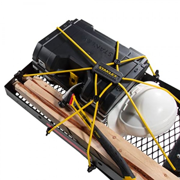 STANLEY S3007 ATV, 트럭, 작업장, 캠핑용 검정색/노란색 화물 보안 조절식 다용도 번지 웹