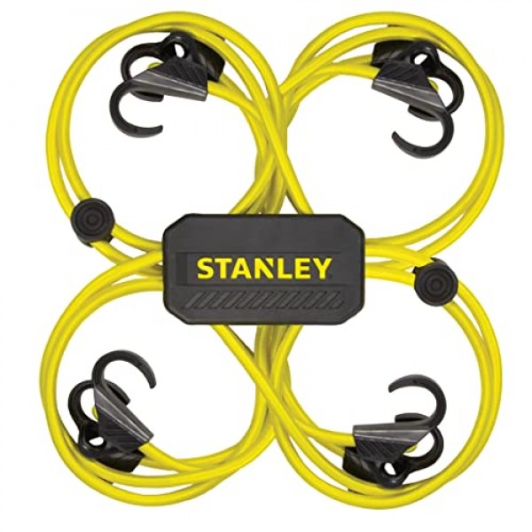 STANLEY S3007 ATV, 트럭, 작업장, 캠핑용 검정색/노란색 화물 보안 조절식 다용도 번지 웹