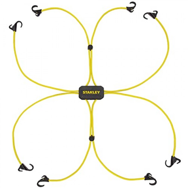 STANLEY S3007 ATV, 트럭, 작업장, 캠핑용 검정색/노란색 화물 보안 조절식 다용도 번지 웹