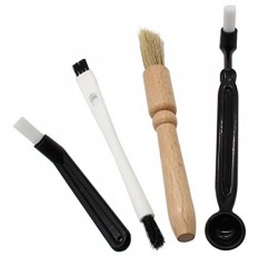 Kyuionty 커피 그라인더 청소 브러시, 에스프레소 머신 브러시 키트 나무 손잡이 및 천연 강모 콩 곡물 커피 도구용 스푼이 포함된 목재 더스팅 에스프레소 브러시 ​​