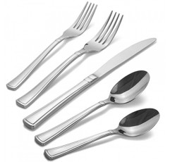 Alata Moss 20피스 은식기 세트 서비스 4개, 프리미엄 스테인레스 스틸 식기류, 거울 광택 수저 세트, 내구성 식기 세트, 포크 나이프 스푼 세트, 식기세척기 안전 포함