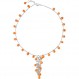 Franki Baker Orange Natural Carnelian (Cornelian) Gemstones & White Natural Pearl Necklace on 925 Sterling Silver Chain
