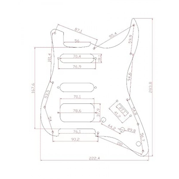 Dopro 11홀 Strat HSS 기타 픽가드 2스크류 험버킹 픽업 마운트(미국 FD Stratocaster Black 3 Ply용)
