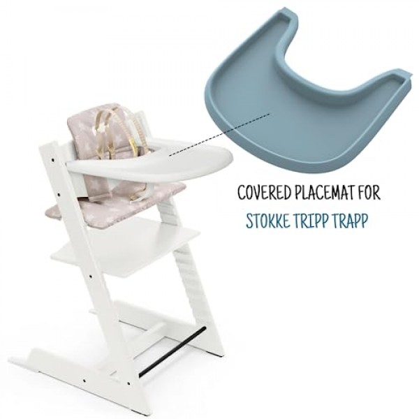 Stokke Tripp Trapp 유아용 유아용 의자, 실리콘 플레이스매트, 유아용 의자 트레이 핑거 푸드 플레이스매트(남아 및 여아, 아기, 유아용)(에테르)