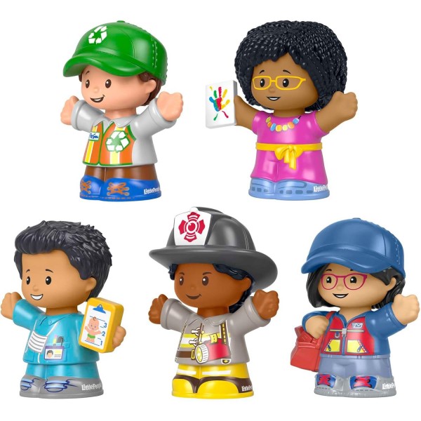 Fisher-Price Little People Community Heroes, 1세 이상의 유아 및 미취학 아동용 캐릭터 피규어 5개가 포함된 피규어 세트