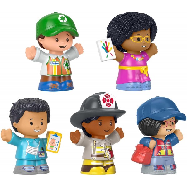 Fisher-Price Little People Community Heroes, 1세 이상의 유아 및 미취학 아동용 캐릭터 피규어 5개가 포함된 피규어 세트