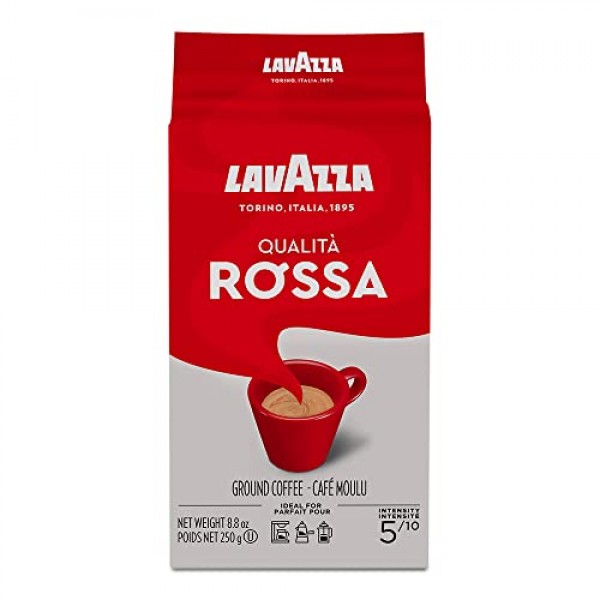 Lavazza Qualita Rossa 분쇄 커피 블렌드, 미디엄 로스트, 8.8온스(4팩)