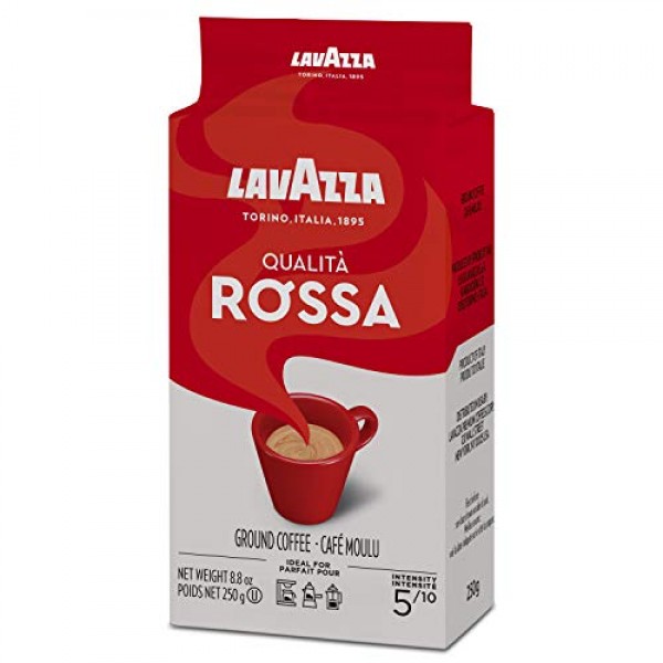 Lavazza Qualita Rossa 분쇄 커피 블렌드, 미디엄 로스트, 8.8온스(4팩)