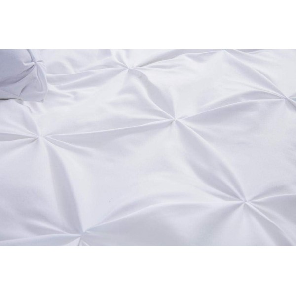 Fixtex Pinch Pleat Pintuck Duvet Cover Set with Fitted Sheet & Pillow Cases 포함 Complementary Cushion Cover – Set of 5 (Double, White) Weiß Doppelbett
