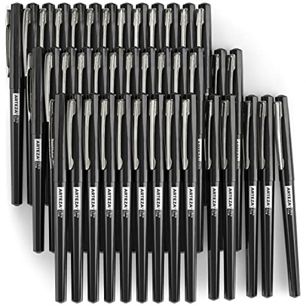 ARTEZA 영구 마커, 검정색 펜 40개, 초미세 팁 페인트 펜, 속건성, 방수, 서예 및 메모 작성용, 사무실, 교실