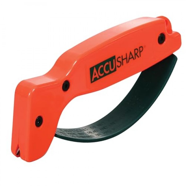 AccuSharp 나이프 샤프너, 인체공학적으로 편안한 핸들, 작고 사용하기 쉬움, 직선 및 톱니 모양 나이프 복원 및 연마, 블레이즈 오렌지