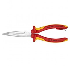 Knipex - 커터-1000V 절연 테더 부착 장치가 있는 긴 노즈 40° 각진 플라이어(2626200T)