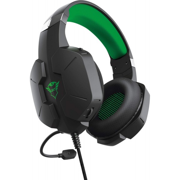 Xbox Series X(S)용 Trust Gaming Headset GXT 323 X Carus - Xbox One(X)용 마이크가 있는 유선 게임용 헤드폰 - 녹색/검은색, 단일 크기, 24324 X-BOX 스타일