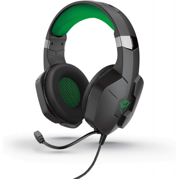 Xbox Series X(S)용 Trust Gaming Headset GXT 323 X Carus - Xbox One(X)용 마이크가 있는 유선 게임용 헤드폰 - 녹색/검은색, 단일 크기, 24324 X-BOX 스타일