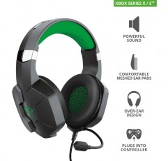 Xbox Series X(S)용 Trust Gaming Headset GXT 323 X Carus - Xbox One(X)용 마이크가 있는 유선 게임용 헤드폰 - 녹색/검은색, 단일 크기, 24324 X-BOX 스타일