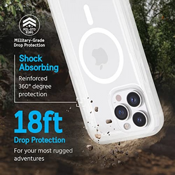 Pelican Voyager 시리즈 - iPhone 14 Pro Max 케이스 6.7인치 [MagSafe와 호환 가능] [노란색 방지] 벨트 클립 홀스터 킥스탠드가 포함된 자기 충전 휴대폰 케이스 [18피트 군용 등급 