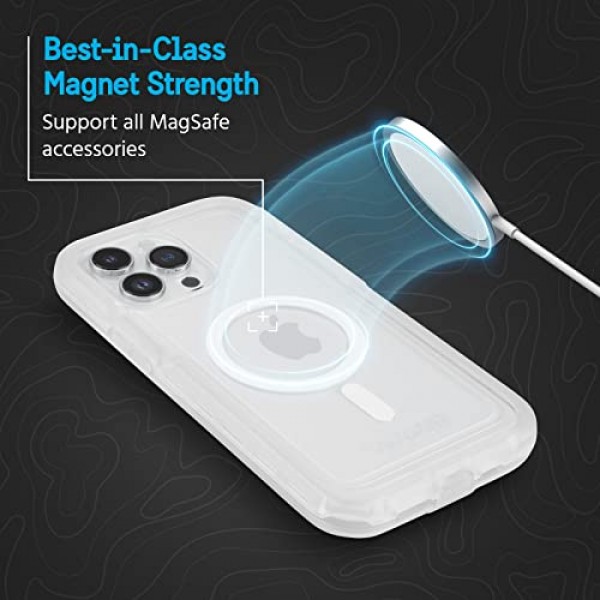 Pelican Voyager 시리즈 - iPhone 14 Pro Max 케이스 6.7인치 [MagSafe와 호환 가능] [노란색 방지] 벨트 클립 홀스터 킥스탠드가 포함된 자기 충전 휴대폰 케이스 [18피트 군용 등급 