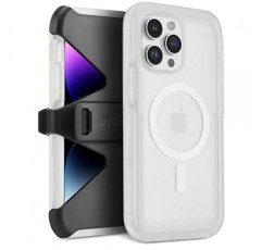 Pelican Voyager 시리즈 - iPhone 14 Pro Max 케이스 6.7인치 [MagSafe와 호환 가능] [노란색 방지] 벨트 클립 홀스터 킥스탠드가 포함된 자기 충전 휴대폰 케이스 [18피트 군용 등급 