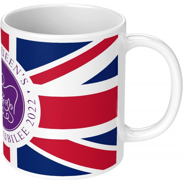 Print Maniacs Queens Platinum Jubilee Mug Gift Merchandise Memorabilia Souvenir 2022 Memorial Her Majesty 70 Years Union Jack 기념품 스트리트 가든 파티 머그 (화이트 머그)
