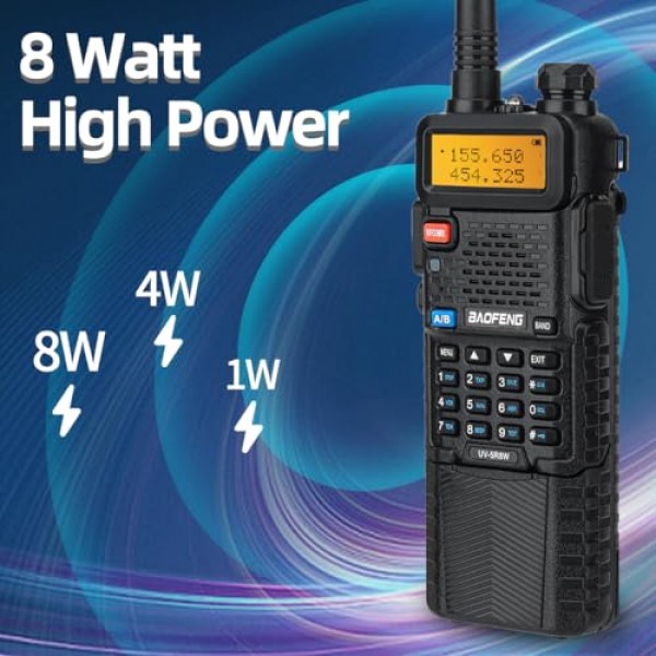 Boafeng 햄 라디오 UV-5R 8W 성인용 휴대용 듀얼 밴드 장거리 워키 토키 128 채널 3800mAh 배터리 이어폰이있는 양방향 라디오