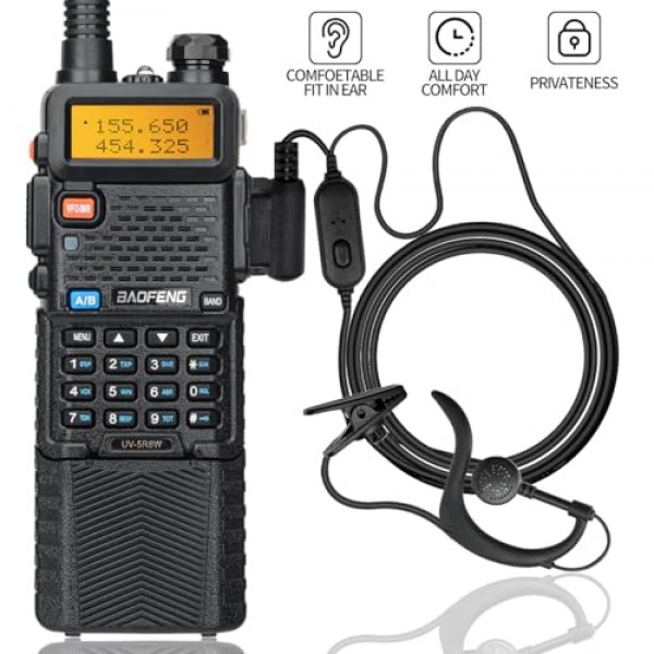 Boafeng 햄 라디오 UV-5R 8W 성인용 휴대용 듀얼 밴드 장거리 워키 토키 128 채널 3800mAh 배터리 이어폰이있는 양방향 라디오