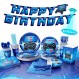 DECORLIFE 200PCS 비디오 게임 생일 파티 용품 24인분, 소년을 위한 생일 파티 용품 게임 식탁보, 팝콘 상자, 게임 파티 장식 포함