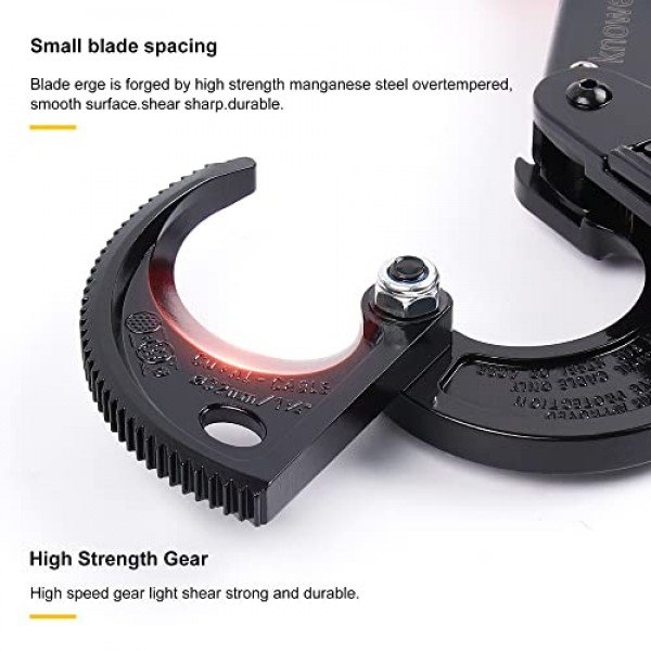 Knoweasy 케이블 커터 및 래칫 와이어 커터는 최대 240mm²의 알루미늄 및 멀티 코어 케이블에 작동합니다.