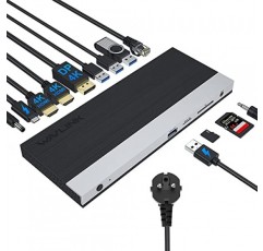 130W DC 전원 공급 장치가 포함된 USB C 도킹 스테이션, HDCP가 포함된 WAVLINK 트리플 디스플레이 도킹 스테이션 USB C 허브, 듀얼 HDMI, DisplayPort, 기가비트 이더넷, USB 3개, BC1.2