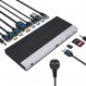 130W DC 전원 공급 장치가 포함된 USB C 도킹 스테이션, HDCP가 포함된 WAVLINK 트리플 디스플레이 도킹 스테이션 USB C 허브, 듀얼 HDMI, DisplayPort, 기가비트 이더넷, USB 3개, BC1.2