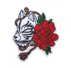 패치에 일본 Kitsune Fox 마스크 다리미 청바지, 의류, 가방, 재킷, 모자용 패치에 수 놓은 배지 톱