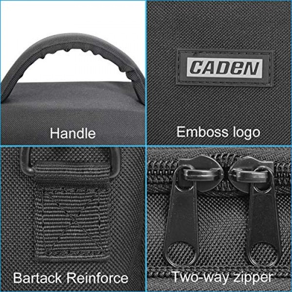 Nikon, Canon, Sony SLR/DSLR 미러리스 카메라 및 렌즈와 호환되는 CADeN 컴팩트 카메라 숄더 크로스바디 백 케이스 방수(1.0 S, 블랙)
