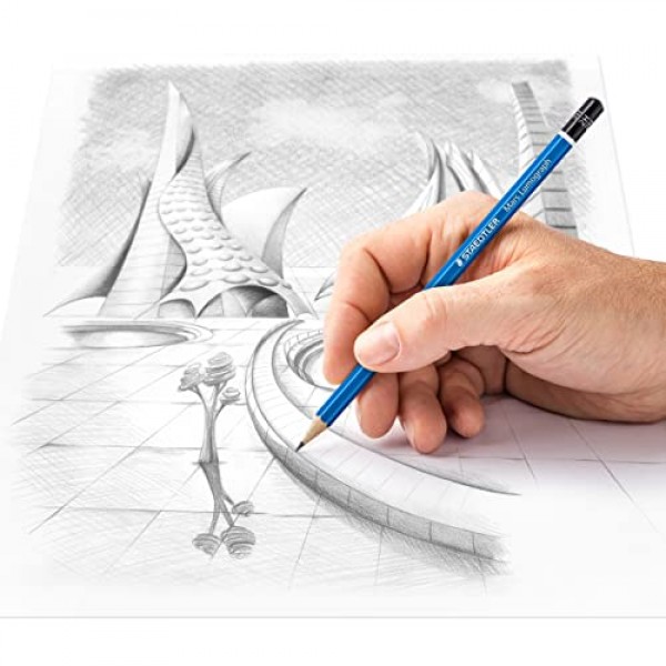 Staedtler Mars Lumograph 2H 흑연 아트 드로잉 연필, 미디엄 하드, 파손 방지 접착 리드, 12 팩, 100-2H