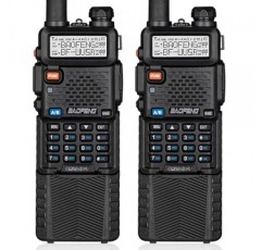 Baofeng UV-5R 휴대용 3800mAh 햄 라디오 8W, 장거리 듀얼 밴드, USB 충전식 및 이어폰(2팩)