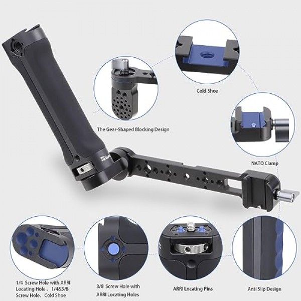 LEFTFOTO 짐벌 조정 가능한 실리콘 슬링 손잡이 + 안정기 핸들 확장 브래킷 키트, DJI RS2/ RS3 PRO/ RS3 Mini/ZHIYUN WEEBILL-S 짐벌 안정기, NATO 클램프 포함