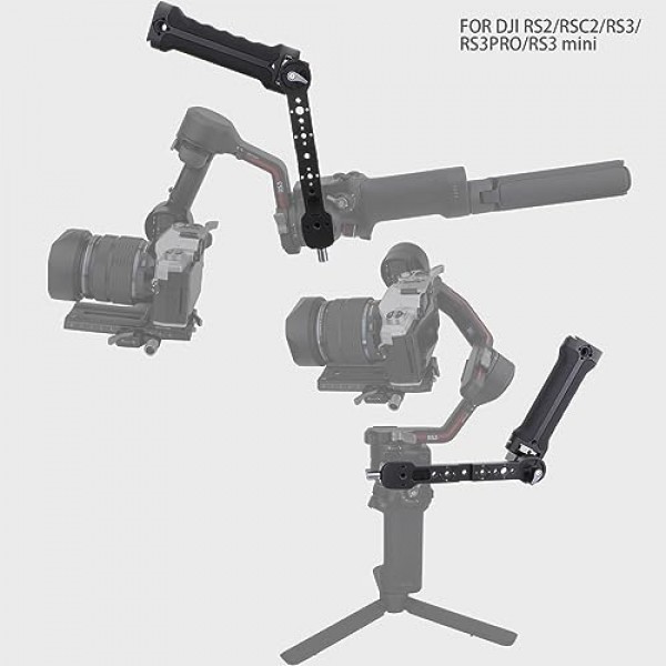 LEFTFOTO 짐벌 조정 가능한 실리콘 슬링 손잡이 + 안정기 핸들 확장 브래킷 키트, DJI RS2/ RS3 PRO/ RS3 Mini/ZHIYUN WEEBILL-S 짐벌 안정기, NATO 클램프 포함