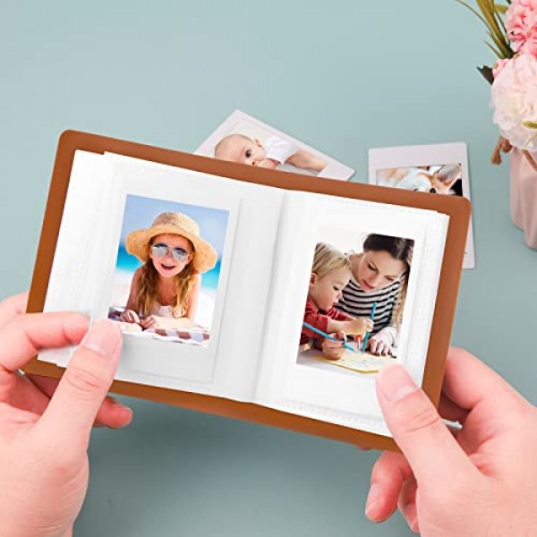 Fujifilm Instax Mini 인스턴트 필름, 폴라로이드 스냅, Z2300, SocialMatic 인스턴트 카메라 및 Zip 인스턴트 프린터용 52 포켓 미니 사진 앨범(브라운, 2팩)