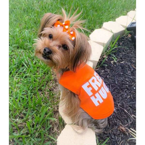 Parisian Pet Free Hugs Hunde-T-Shirt, Größe XS 주황색, 흰색 XS